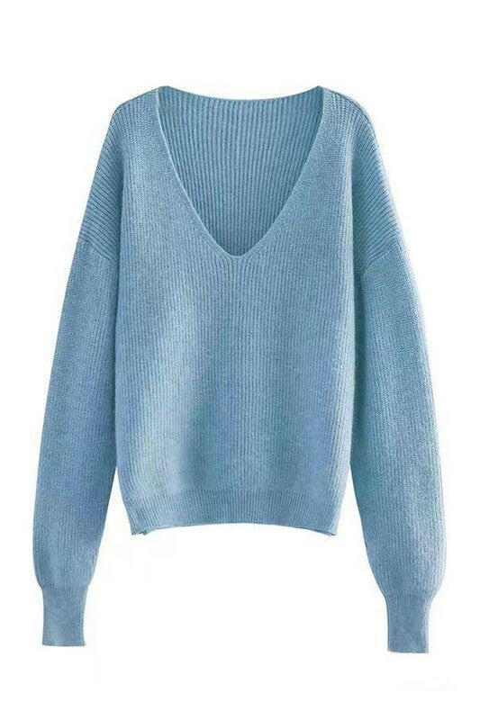 Ribbed v neck sweater.