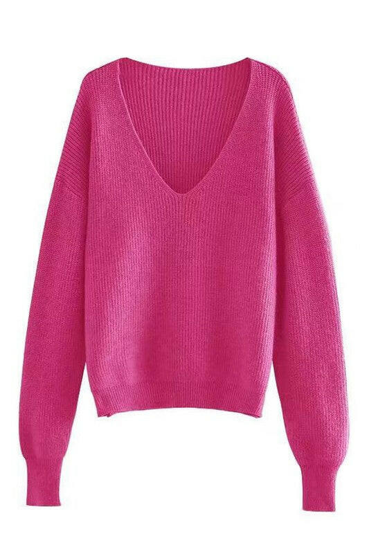Ribbed v neck sweater.