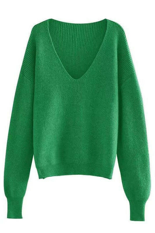 Ribbed v neck sweater.