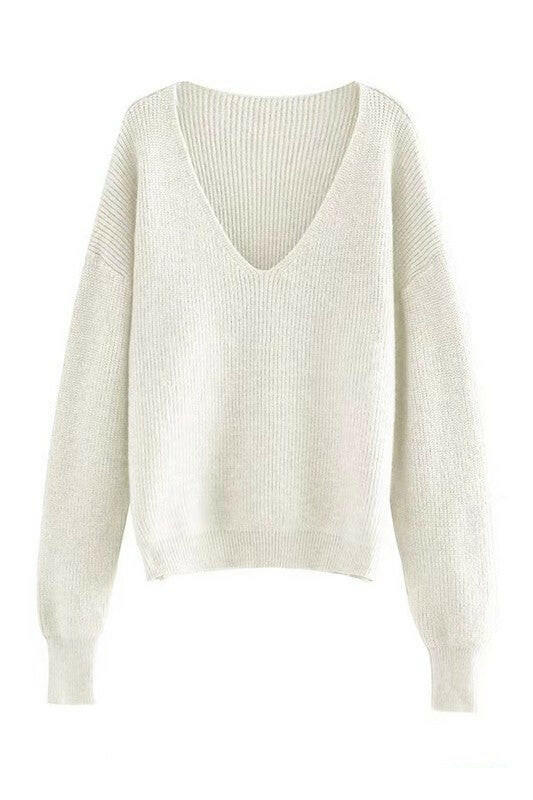 Ribbed v neck sweater.