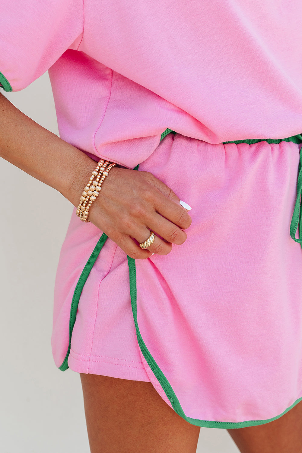 Bonbon Colorblock Edge Drop Shoulder T Shirt and Skort 2Pcs Set Dear-Lover Dropshipping