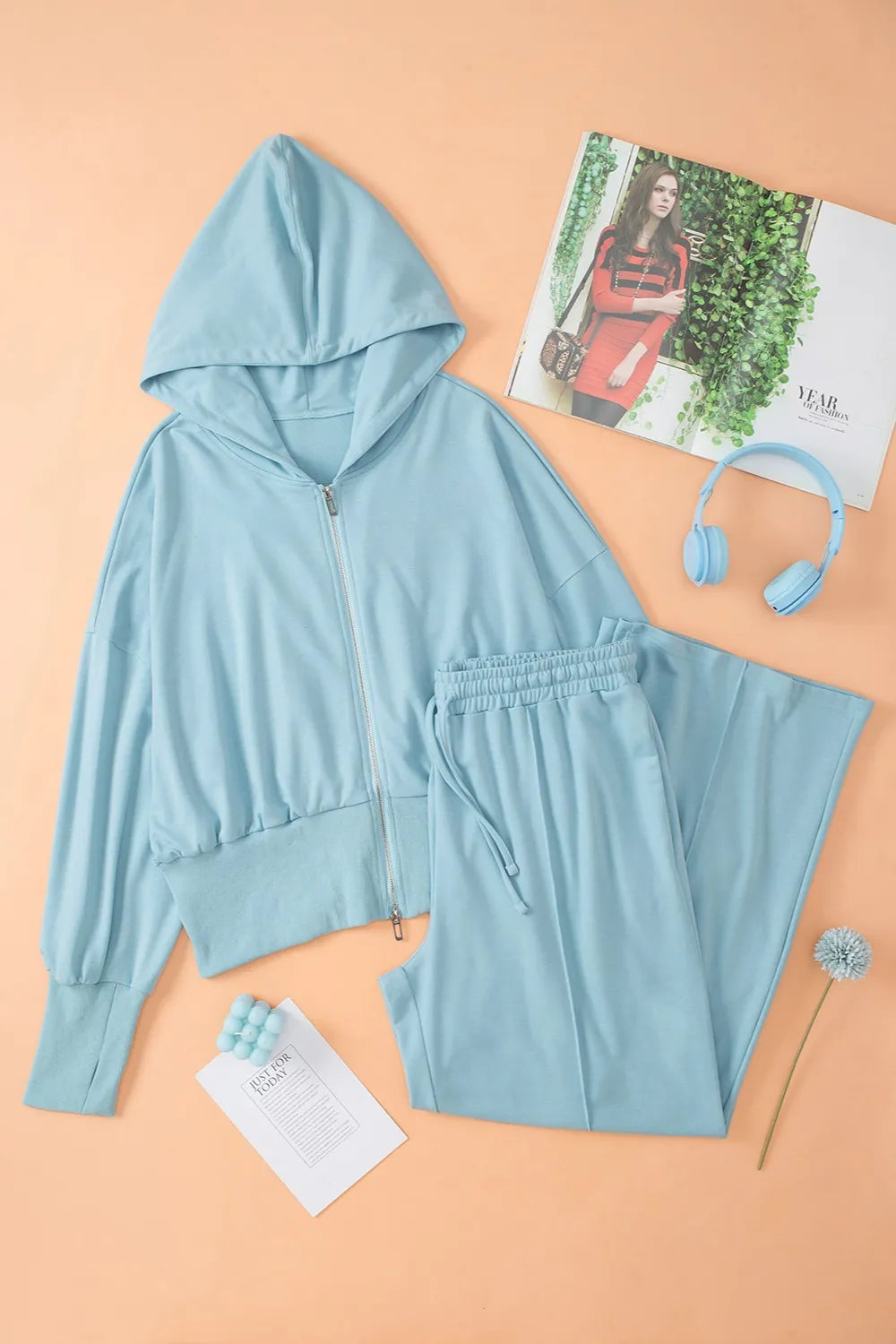 Zip-Up Hoodie and Pants Active Set.
