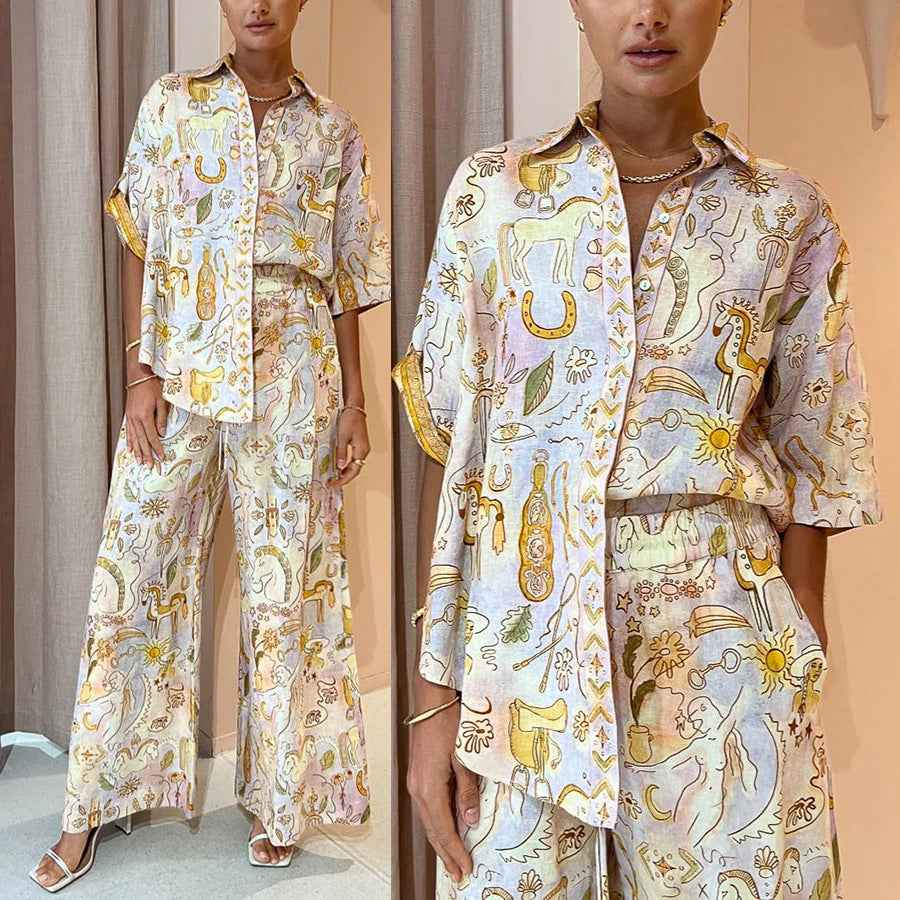 Casual Pocket Half-Sleeve Set INS Loose Fashion Women's Two-Piece Suit