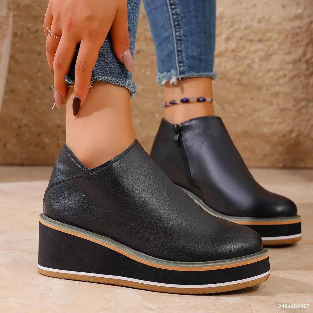 Wedge Ankle Boots with Zipper