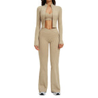 Naked Feel Sport Set Zipper Casual Set Women Outdoor Running Cycling Sport Three-Piece Set