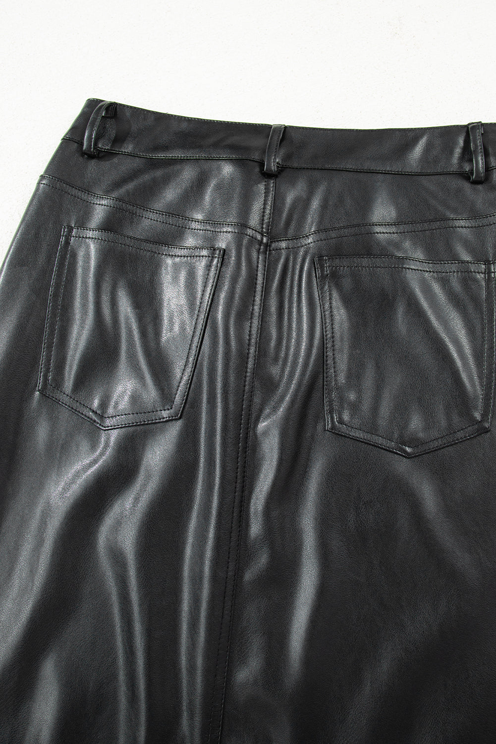 Black Faux Leather Side Slit Maxi Skirt Dear-Lover Dropshipping