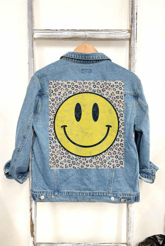 HAPPY LEOPARD DENIM JEAN JACKET.