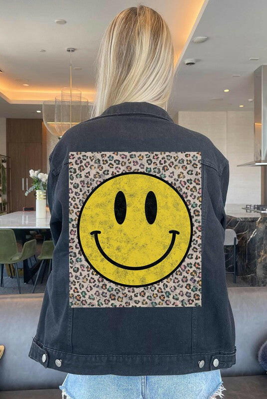 HAPPY LEOPARD DENIM JEAN JACKET.