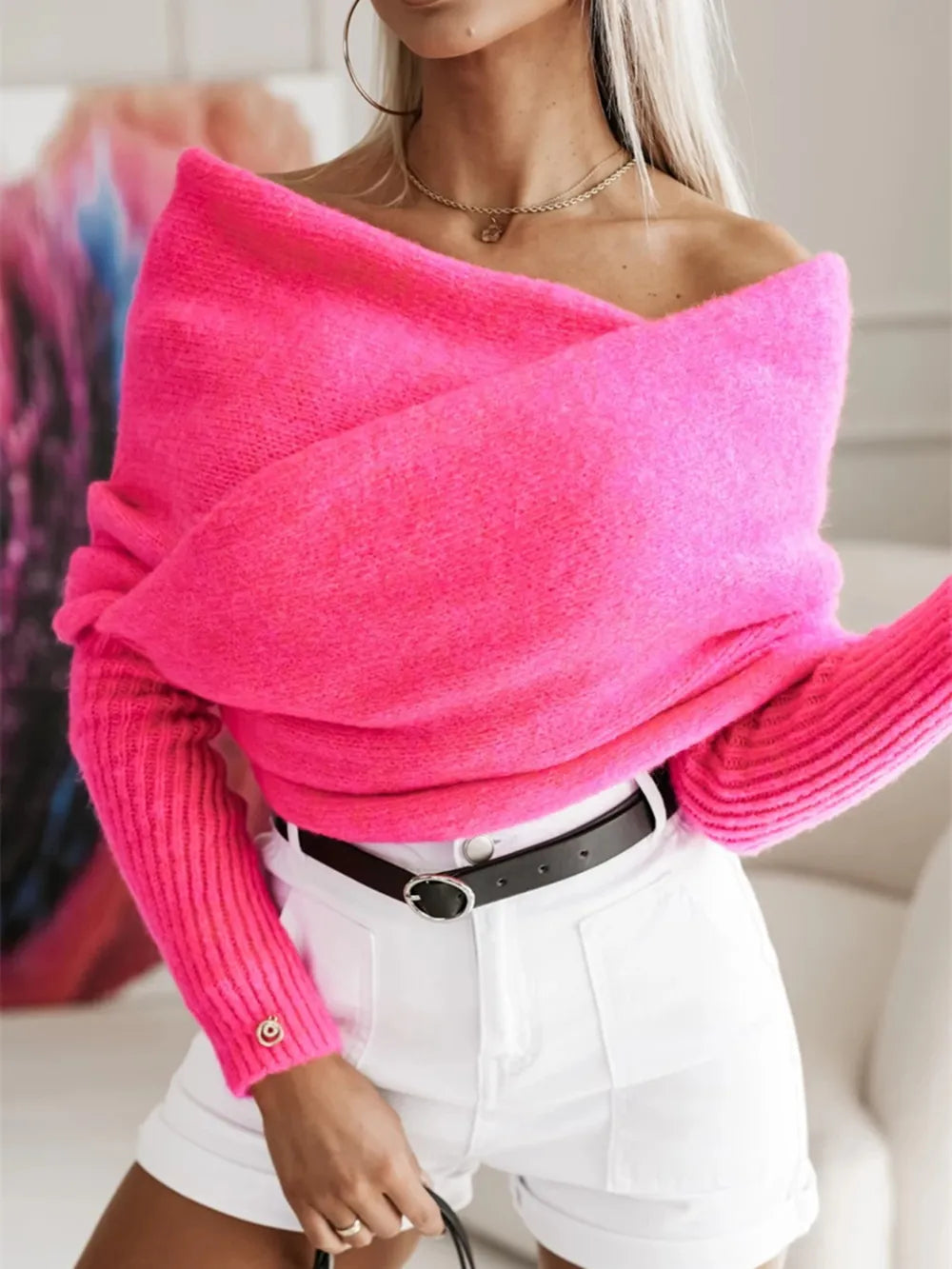 Long Sleeve Cropped Knit Top.
