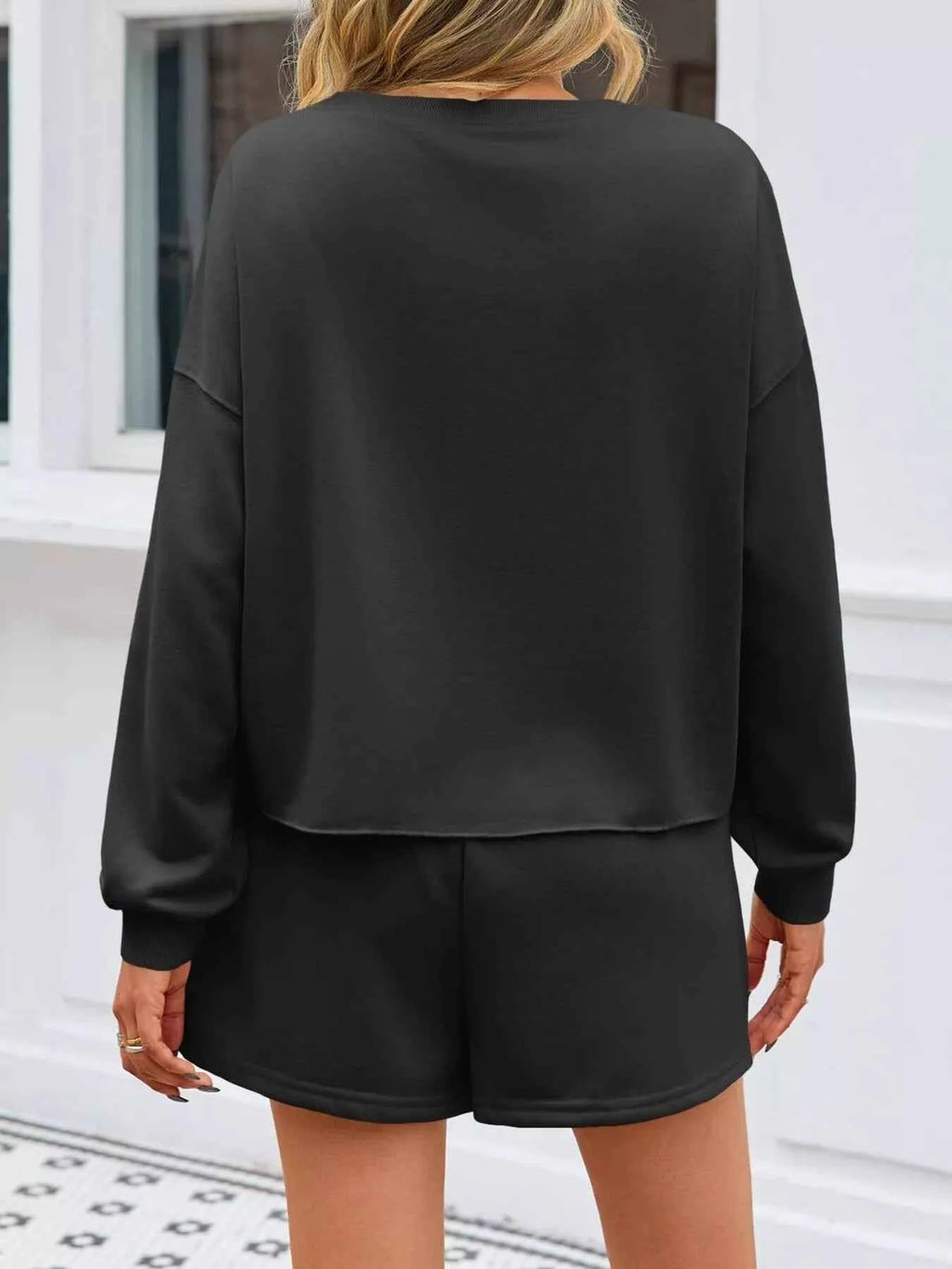 Pearl Embellished Round Neck Top and Skort Set