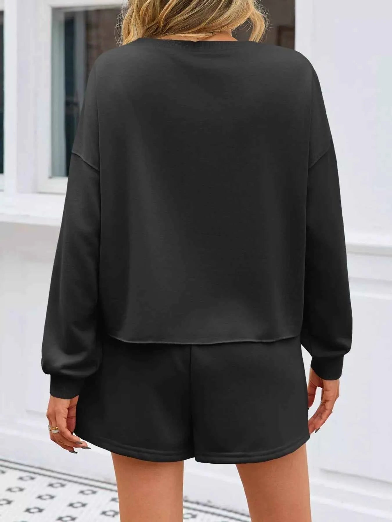 Pearl Embellished Round Neck Top and Skort Set