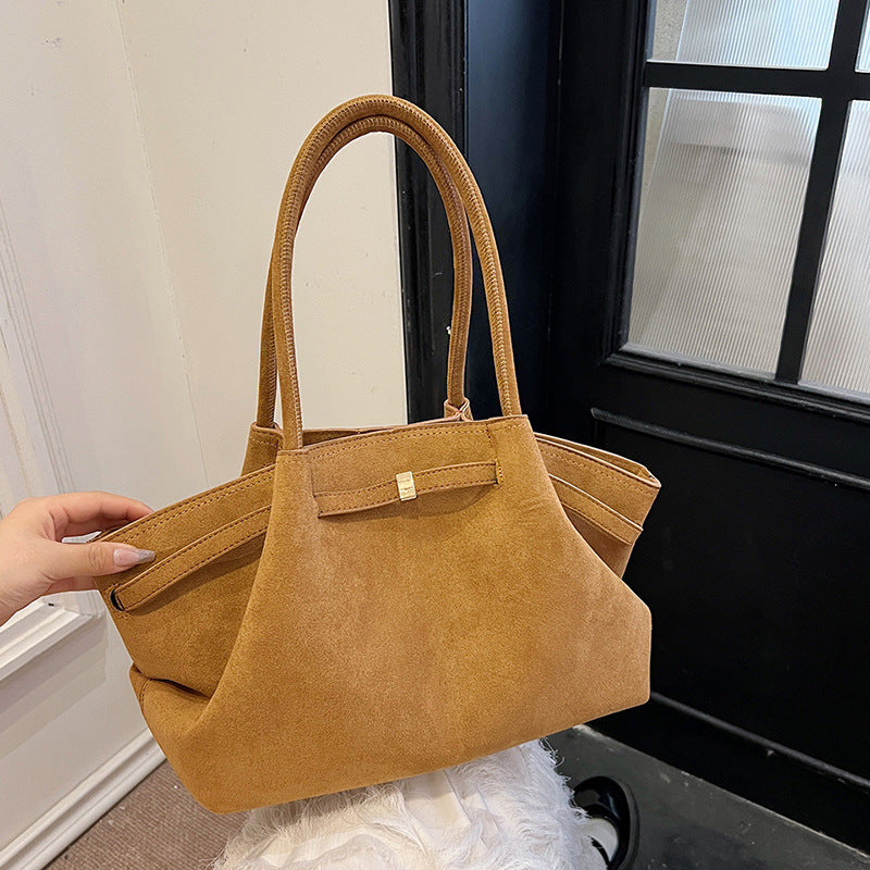 Suede tote bag for women in autumn and winter, high-end and niche design, large capacity commuting retro handbag eprolo