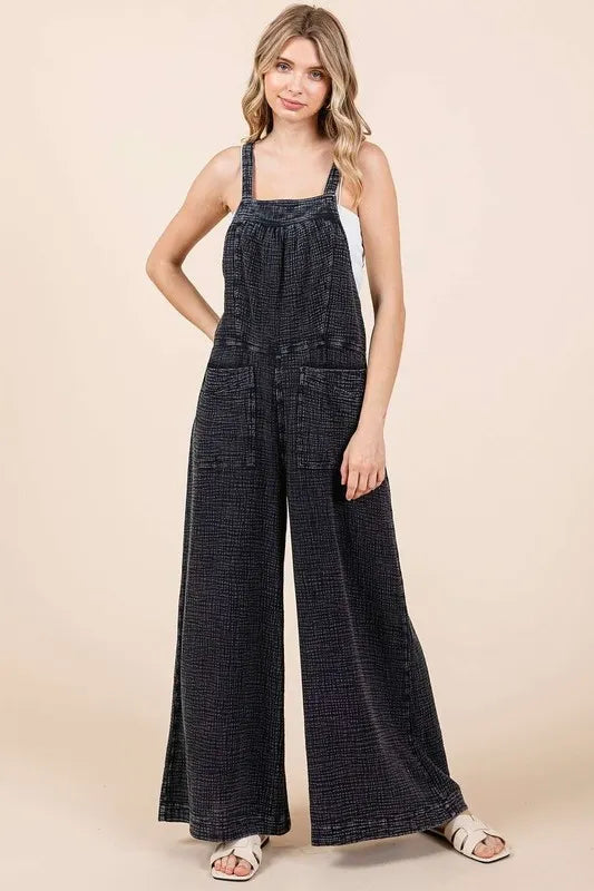 Mittoshop Textured Wide Leg Overalls - CHIC TB