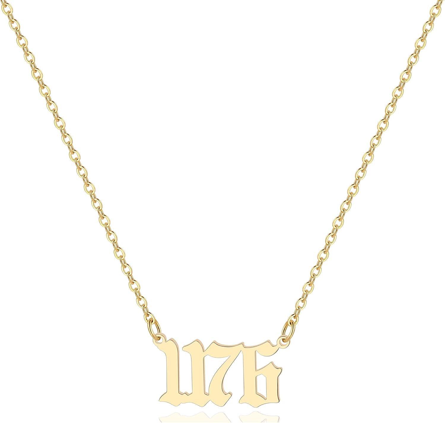Angel Number Necklace for Women, 18K Gold Plated 000 111 222 333 444 555 666 777 888 999 Necklace Numerology Jewelry