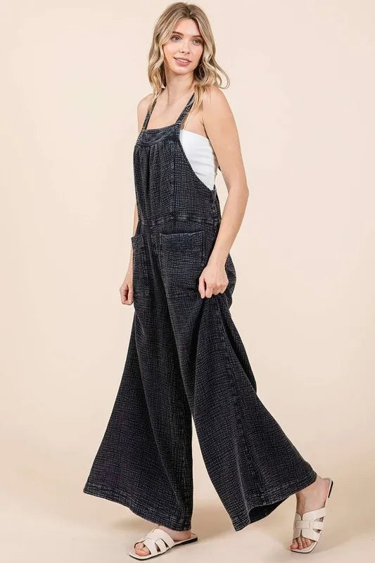 Mittoshop Textured Wide Leg Overalls - CHIC TB
