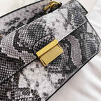 PU Leather Snakeskin Print Crossbody Bag