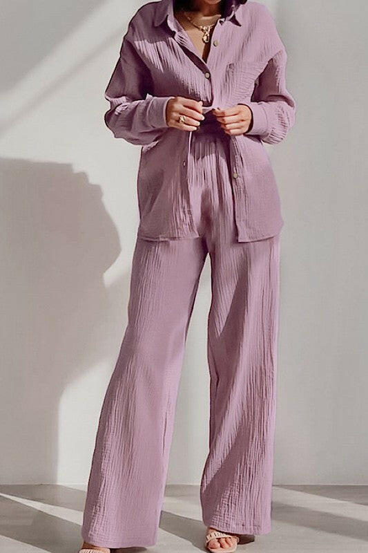 Two piece pants set.