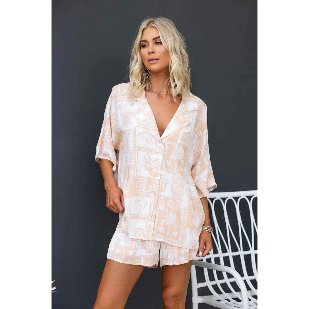 Casual Collar Loose Vacation Elastic Waist Two-Piece Set