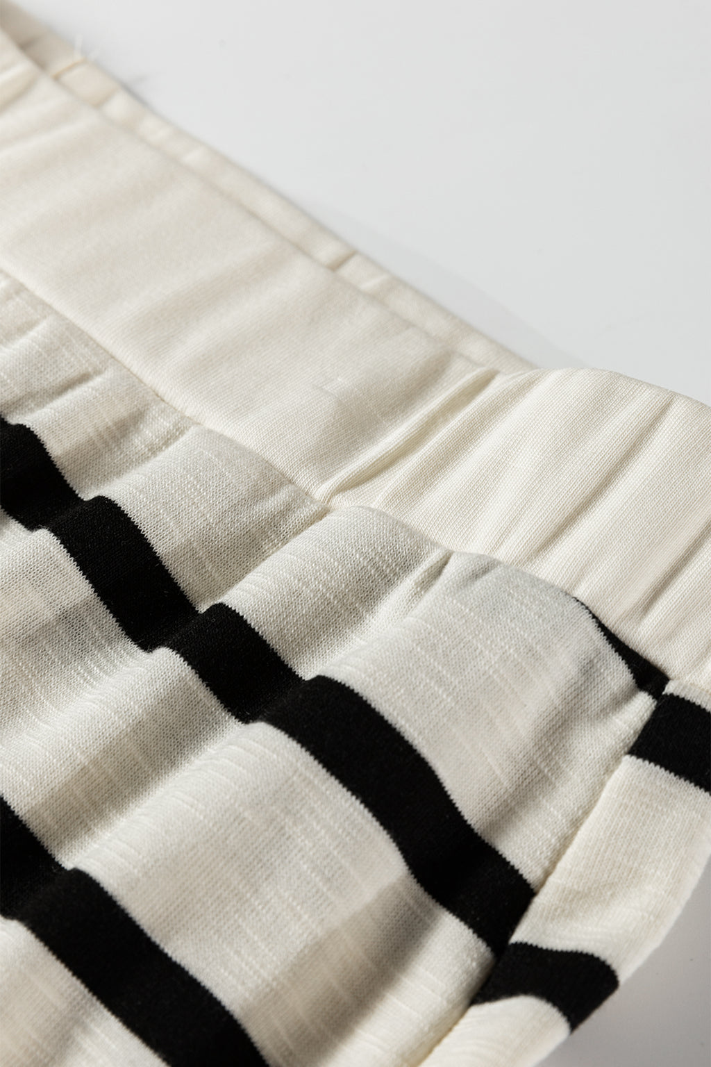 Black Stripe Ribbed Trim Button Cuff Long Sleeve Top Midi Skirt 2pcs Outfit