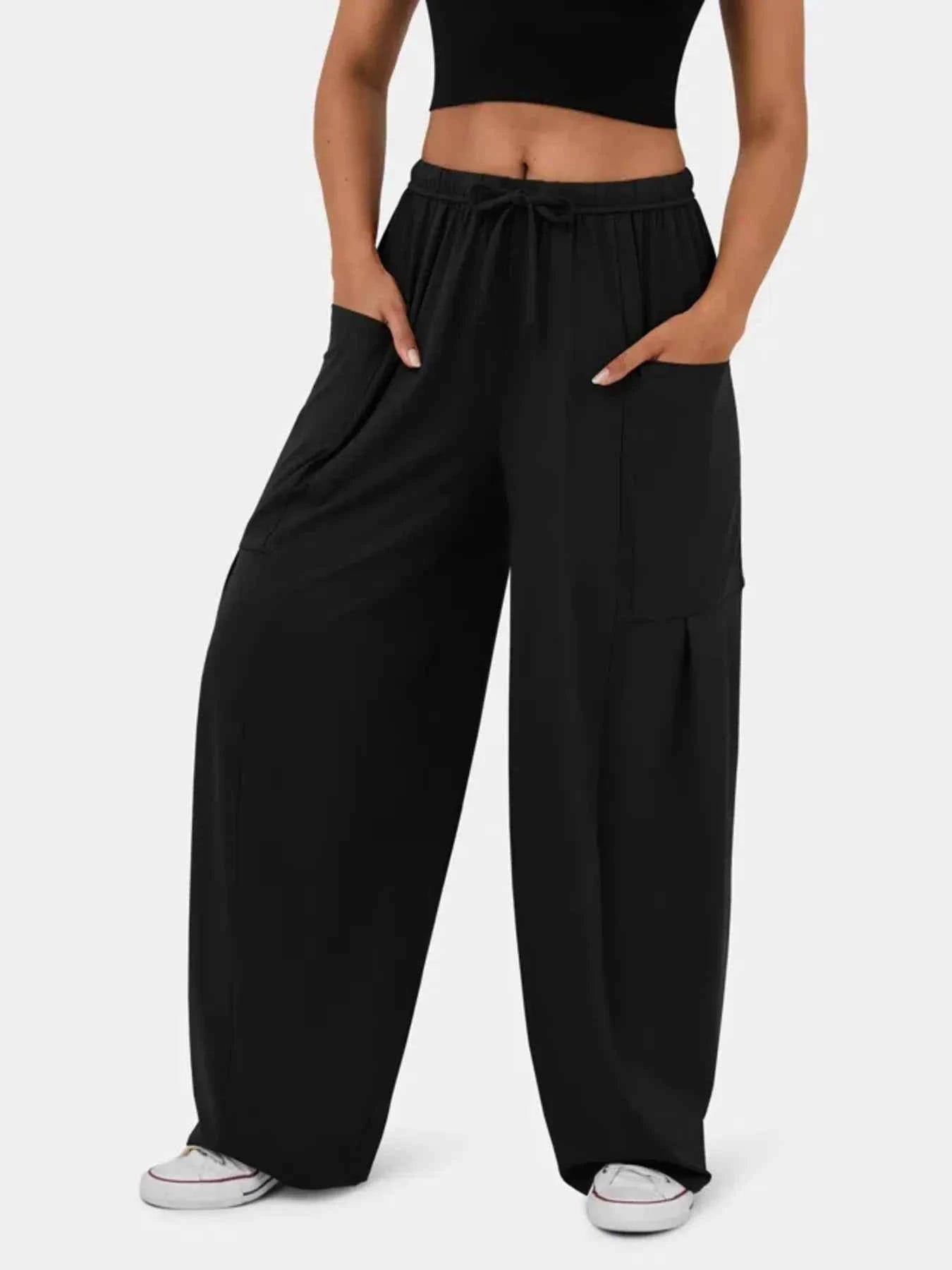 Drawstring Wide Leg Pants.