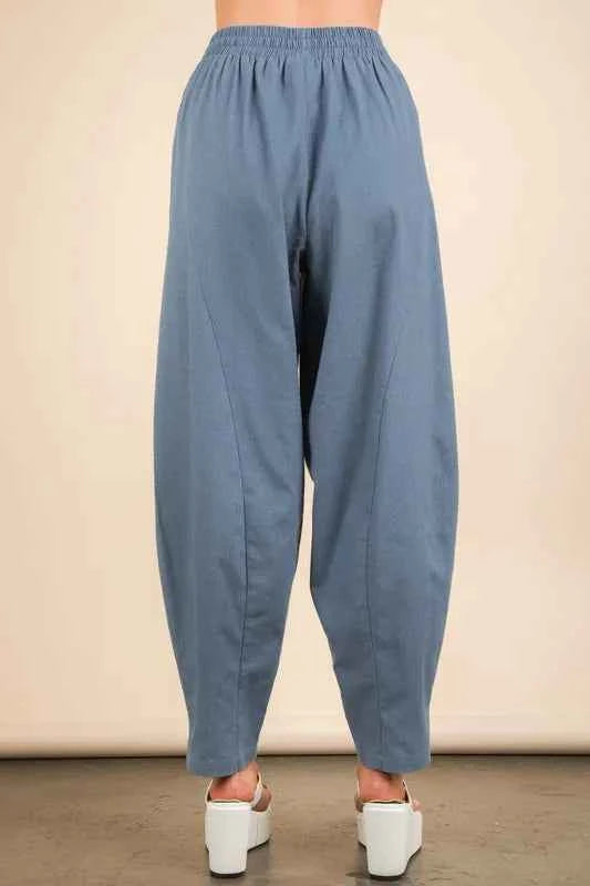 VERY J Solid Barrel Comfy Woven Pants