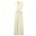 Hot Selling New Trendy Patchwork Vest & Pants Set - Breathable Linen Casual Outfit