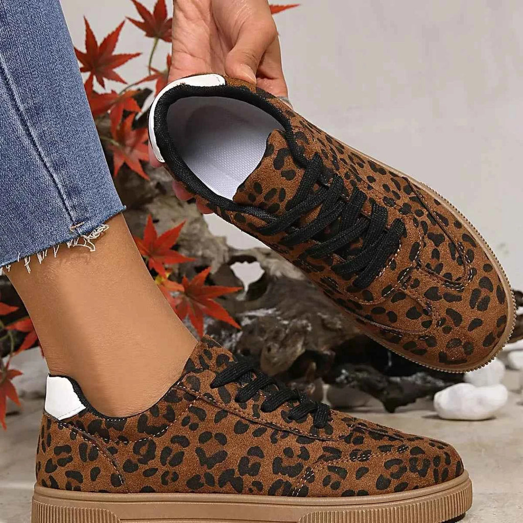 Leopard Lace Up Sneakers