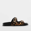 Printed round toe flat bottom buckle thick sole casual sandals and slippers for women