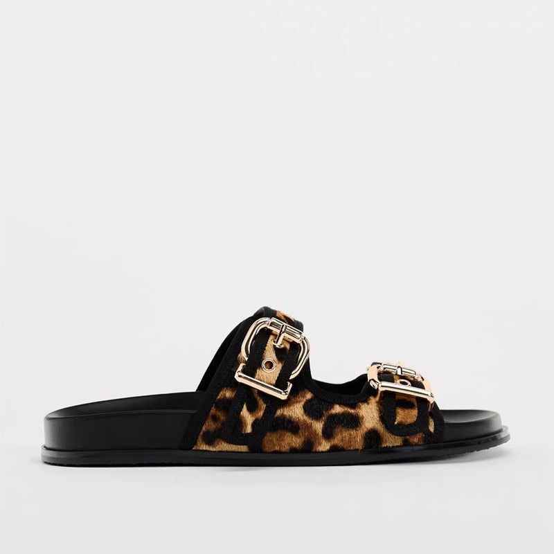 Printed round toe flat bottom buckle thick sole casual sandals and slippers for women