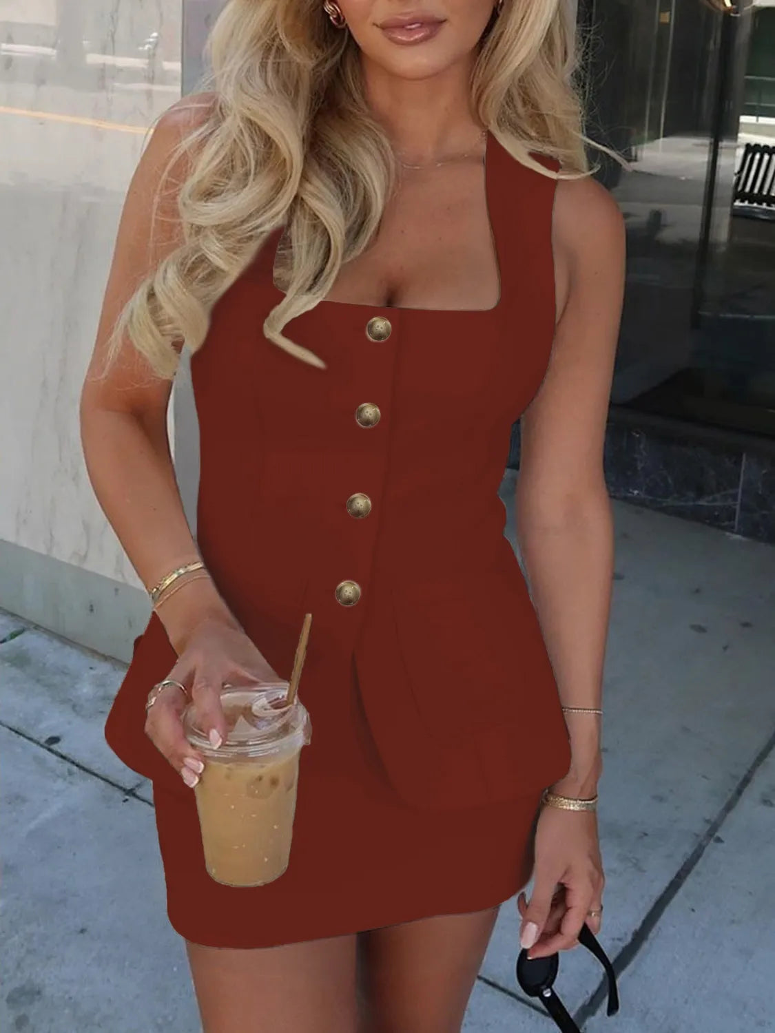 Square Neck Tank and Skirt WOMEN Set - CHIC TB