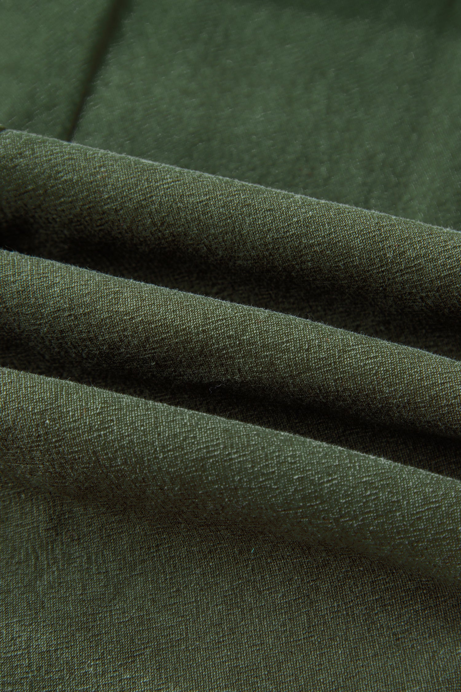 Jungle Green Drawstring Elastic Waist Patch Pocket Barrel Leg Casual Pants