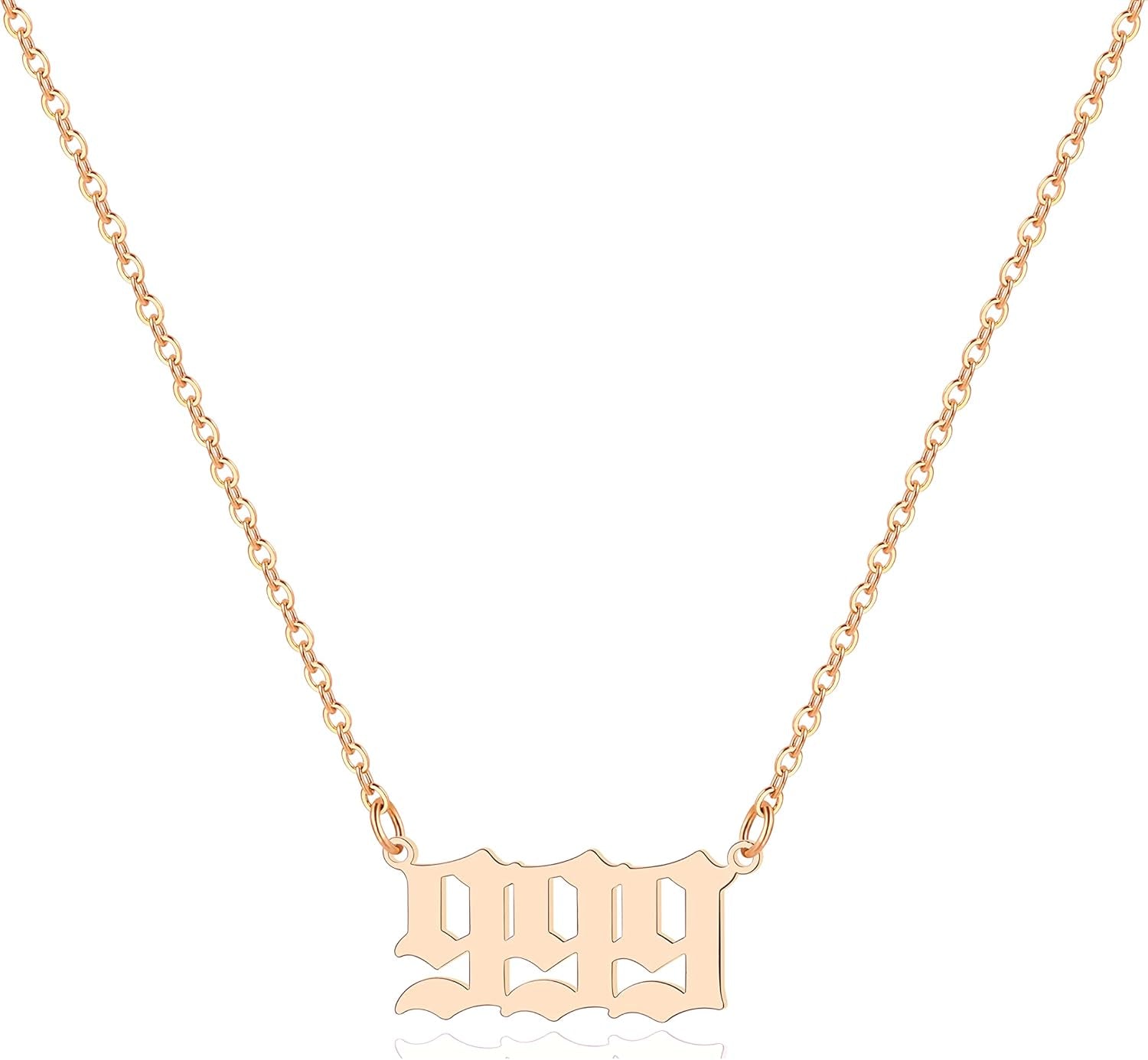 Angel Number Necklace for Women, 18K Gold Plated 000 111 222 333 444 555 666 777 888 999 Necklace Numerology Jewelry