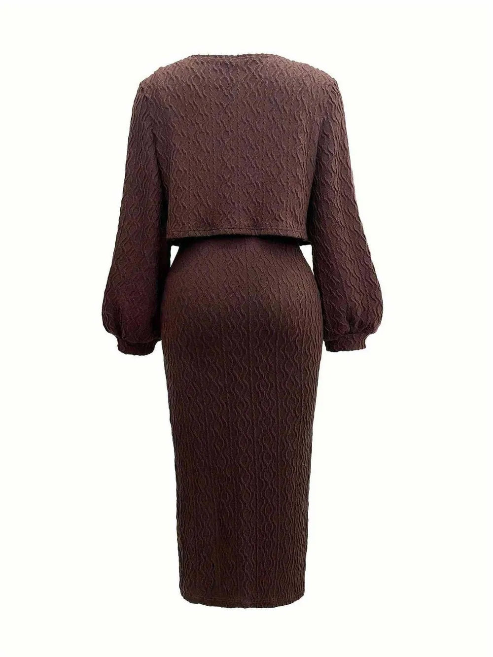 Open Front Long Sleeve Cardigan and Side Slit Cami Dress Set.