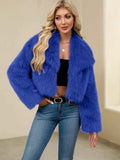 Faux Fur Flared Collar Women's Short Faux Fur Coat