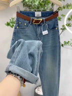 Women Summer Thin Large Size Pear Shape Slimming High Waist Elastic Nine-Point Trousers