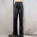 Casual straight leg PU wide leg leather pants