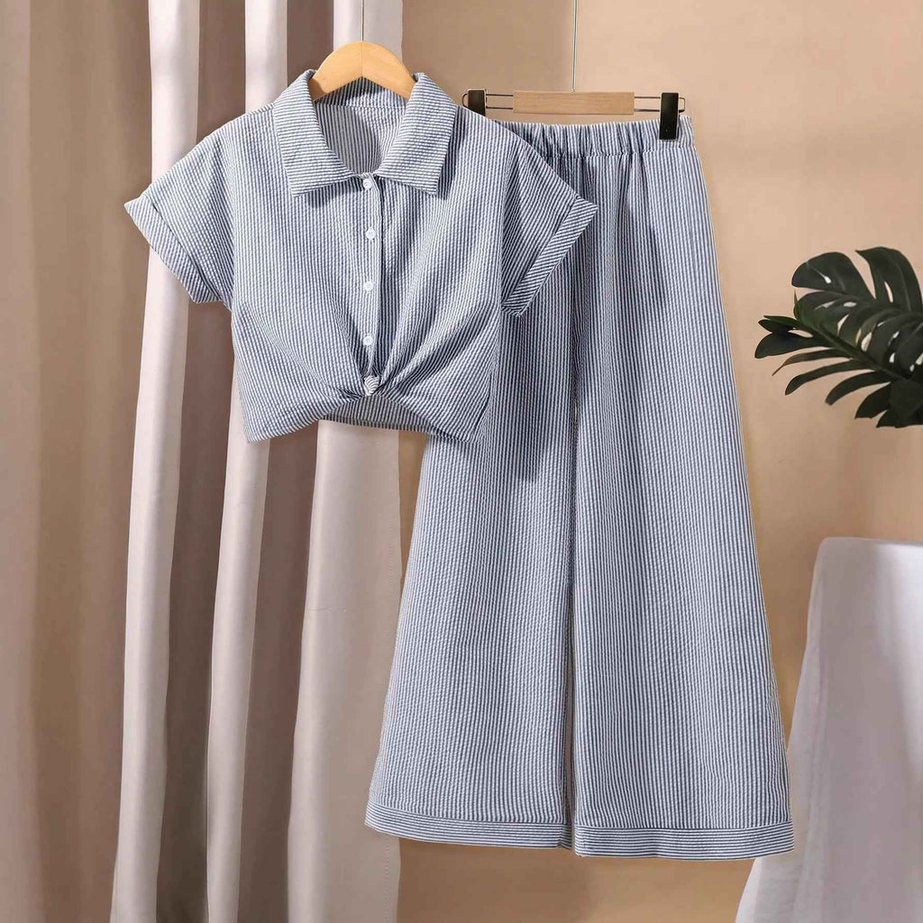 Short sleeved shirt, long pants, pants set