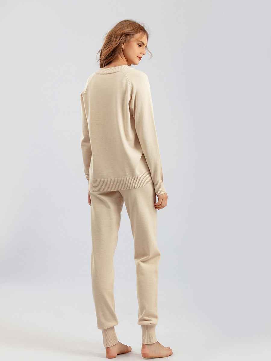 Autumn and winter sweater harem pants suit AliExpress Russian casual sweater pullover two-piece set