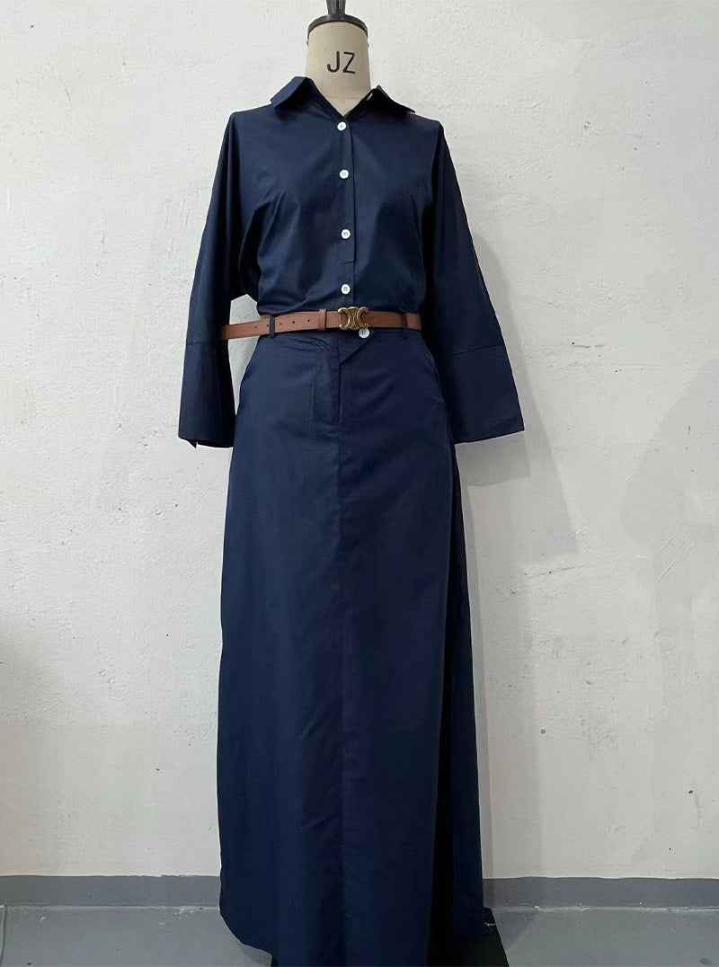 Shirt long sleeved top half skirt two-piece set women's skirt set