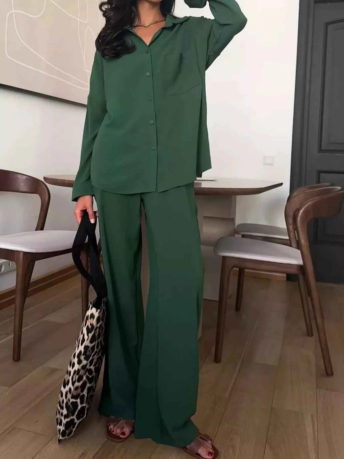 Button Down Shirt and Pants Set