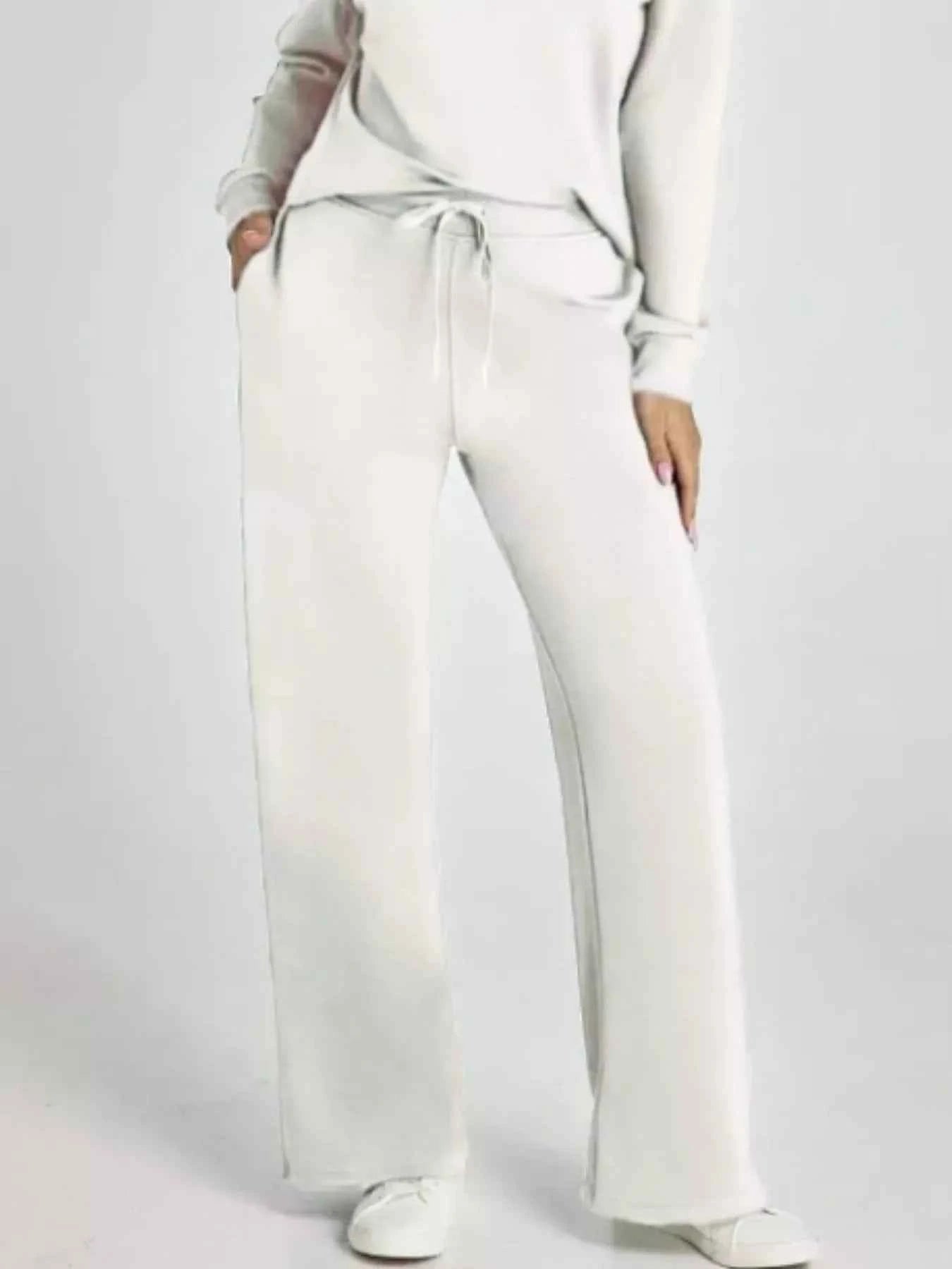 Full Size Johnny Collar Long Sleeve Top and Pants Plus Size