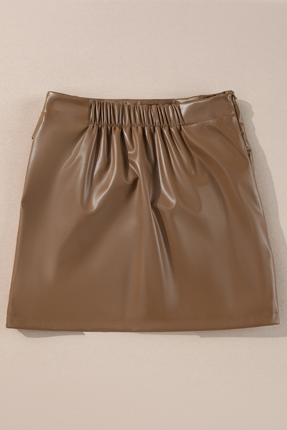 Coffee Bowknot Faux Leather Mini Skirt Dear-Lover Dropshipping