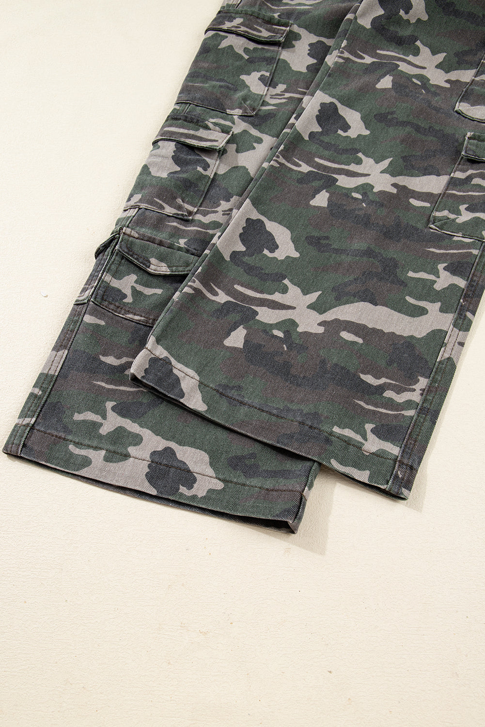 Green Camo Denim Cargo Wide Leg Pants Dear-Lover Dropshipping