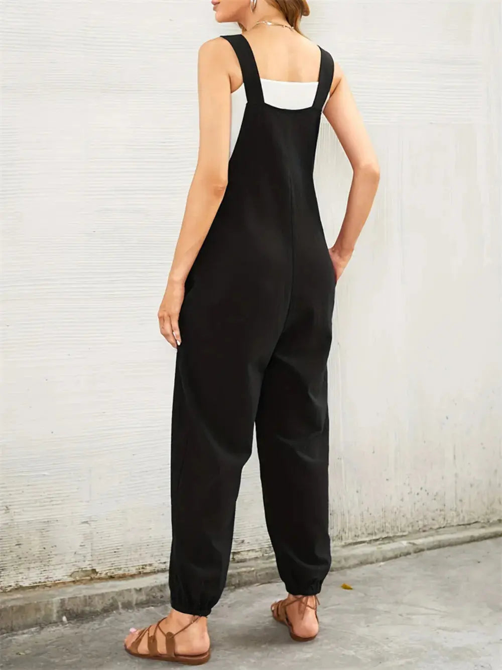 Heart Square Neck Wide Strap Overalls.