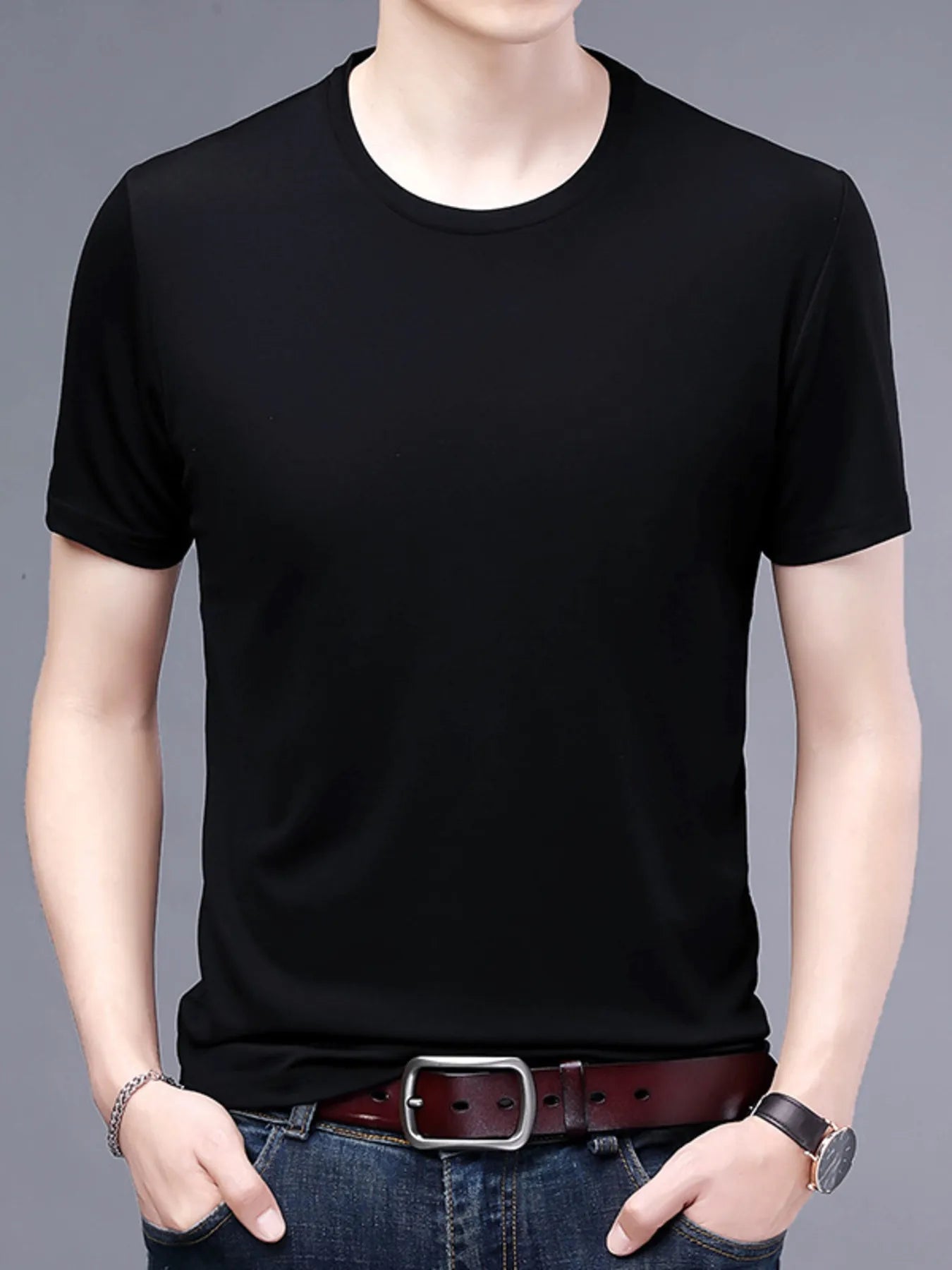 Men's Plus Size Classic Crew Neck Basic T-Shirt.