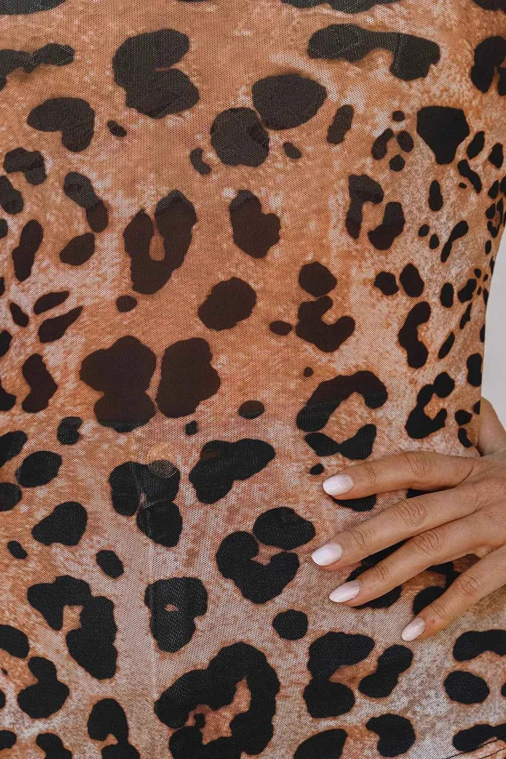 Leopard Round Neck Long Sleeve Blouse