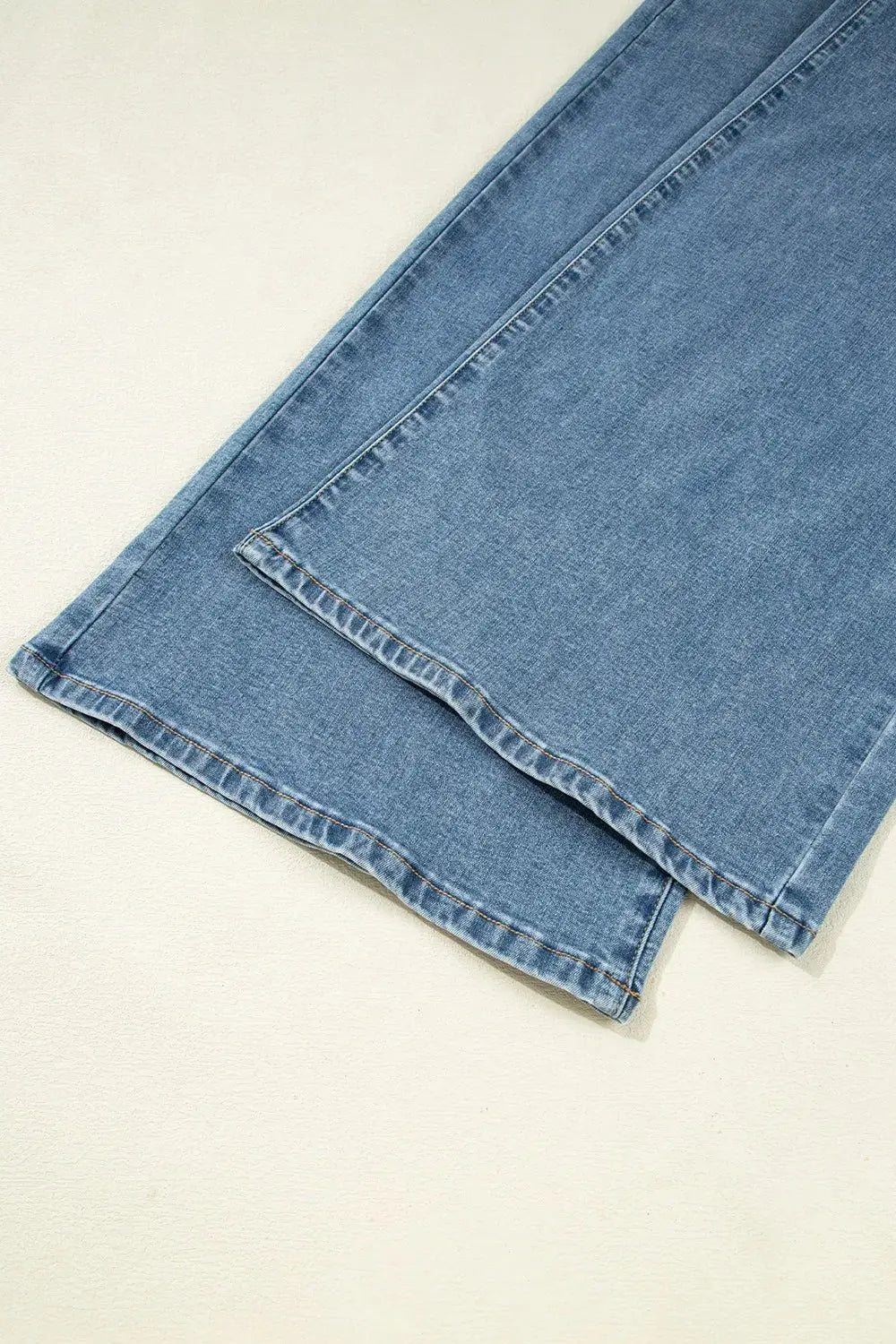 Medium Wash Super Wide Leg Denim Pants.