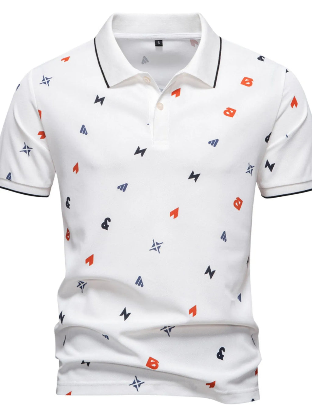 Men's Geometric Print Short Sleeve Polo Shirt.