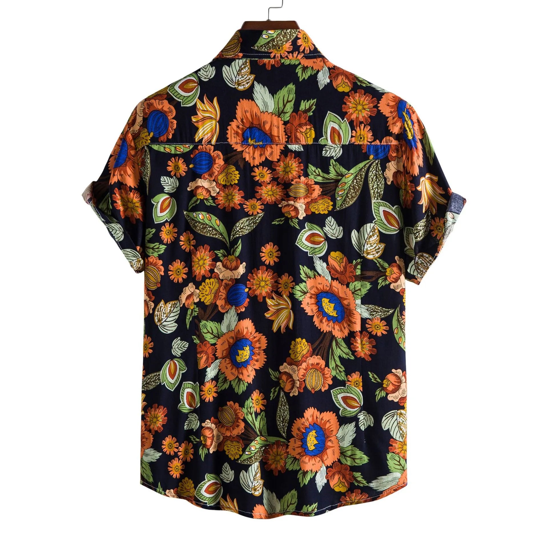 Men's Plus Size Floral Print Short Sleeve Hawaiian Shirt.