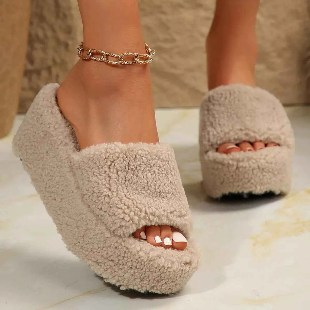 Open Toe Wedge Platform Slippers